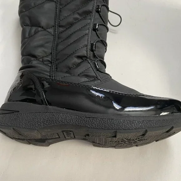 Totes Black Sherpa Lined Winter Boots Size 4 - Picture 4 of 10